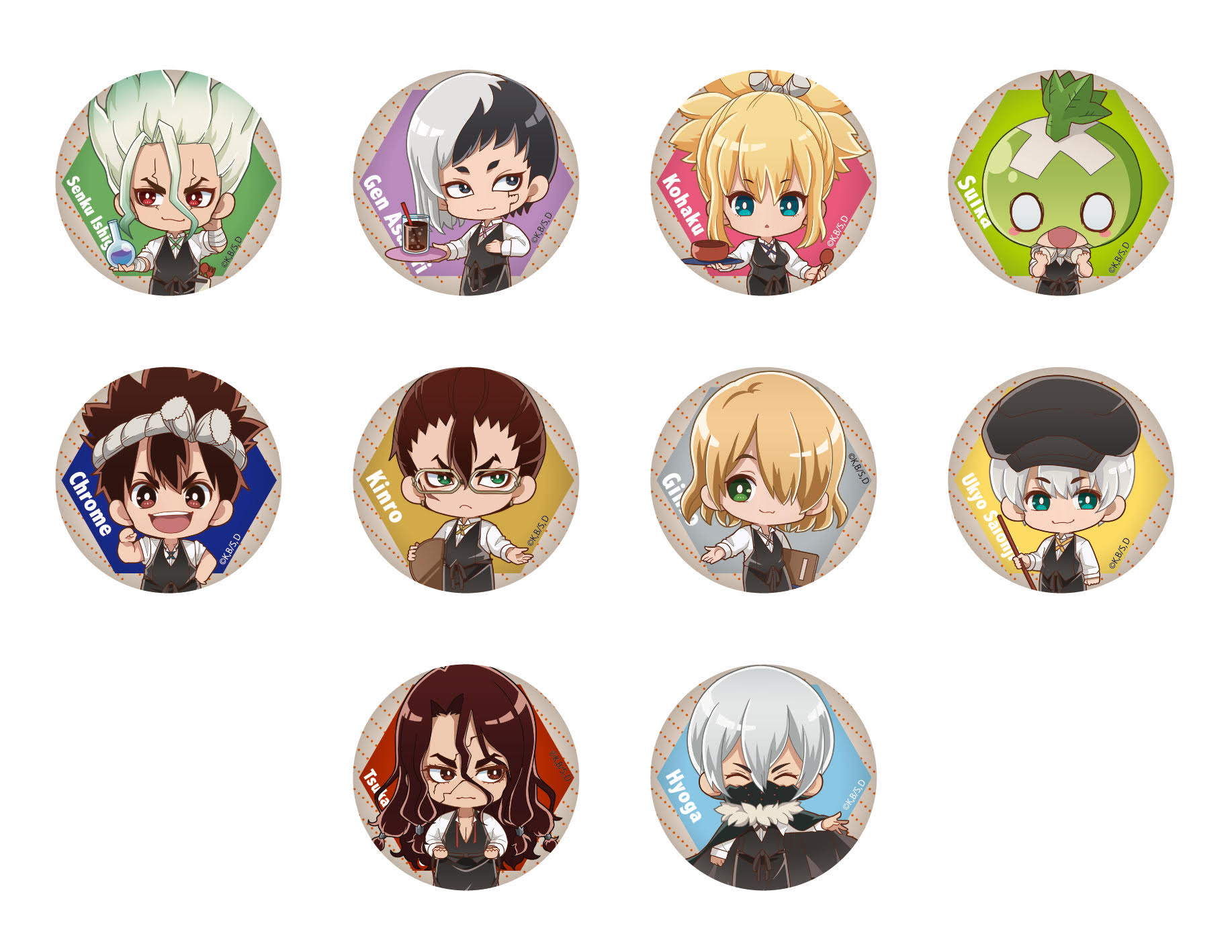 Dr.stone あさぎりゲン 百面相缶バッジ ドクスト 2個 ドクターストーン 
